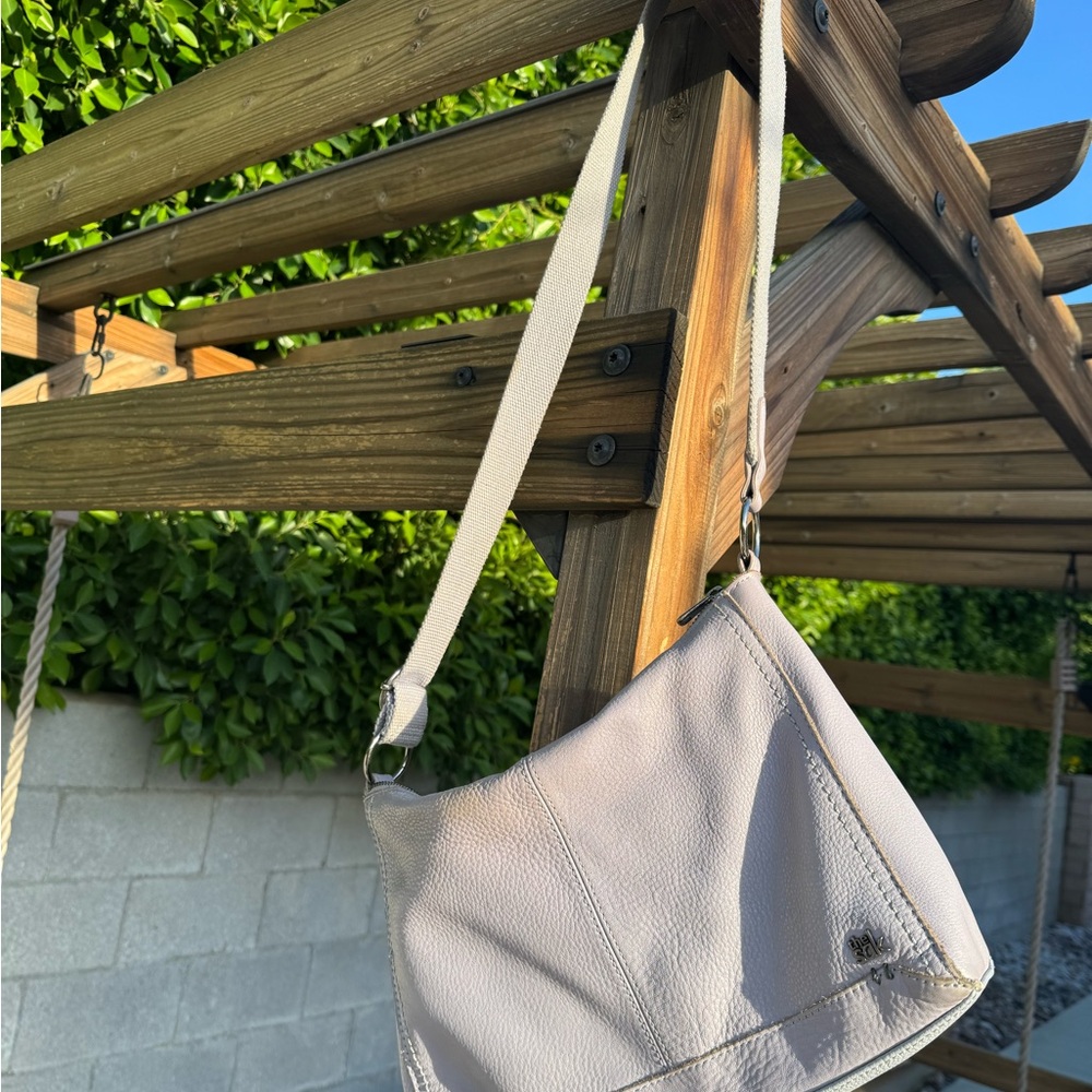 The Sak Soft purple/grey  Leather Shoulder Bag with purple Strap